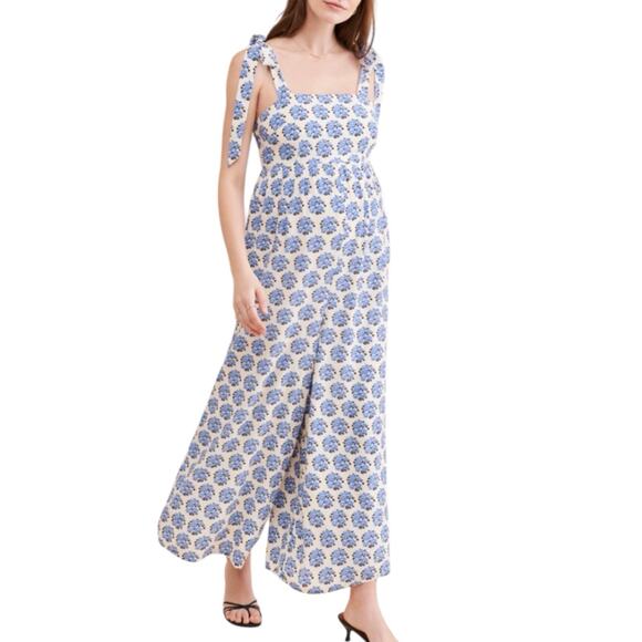 Yumi Kim Maternity Lolli Jumpsuit Blue Floral Smocked Wide Leg One